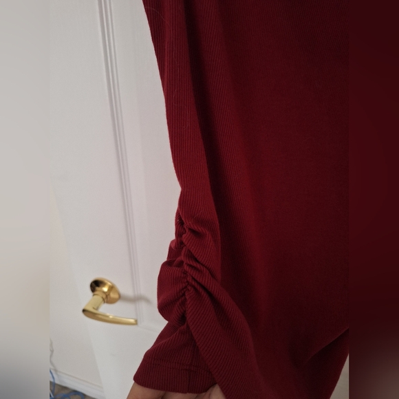 NWT MICHAEL STARS Coco Ruched Boat Neck Ultra Rib Carmine Stretch Tank XS - Picture 6 of 10